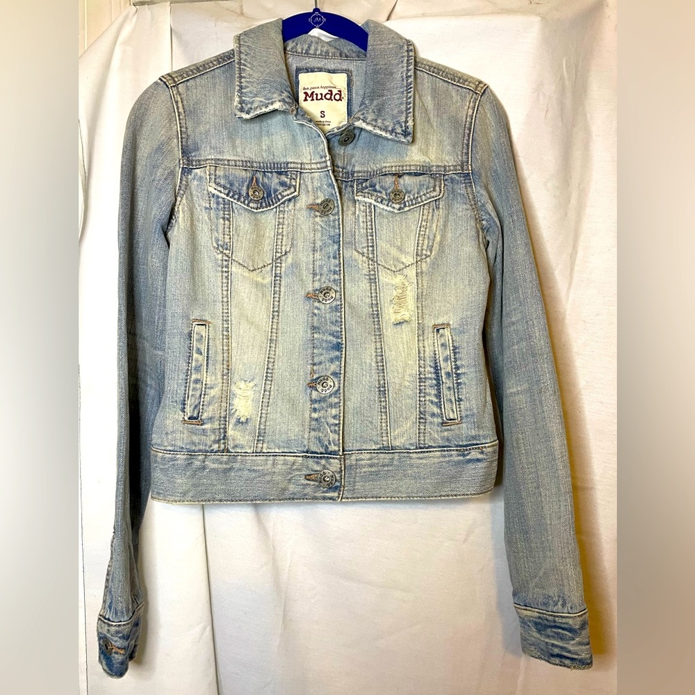 NWOT Mudd Juniors Faded Blue Jean Jacket w 2 Side Pockets 2 Top Pockets Size S